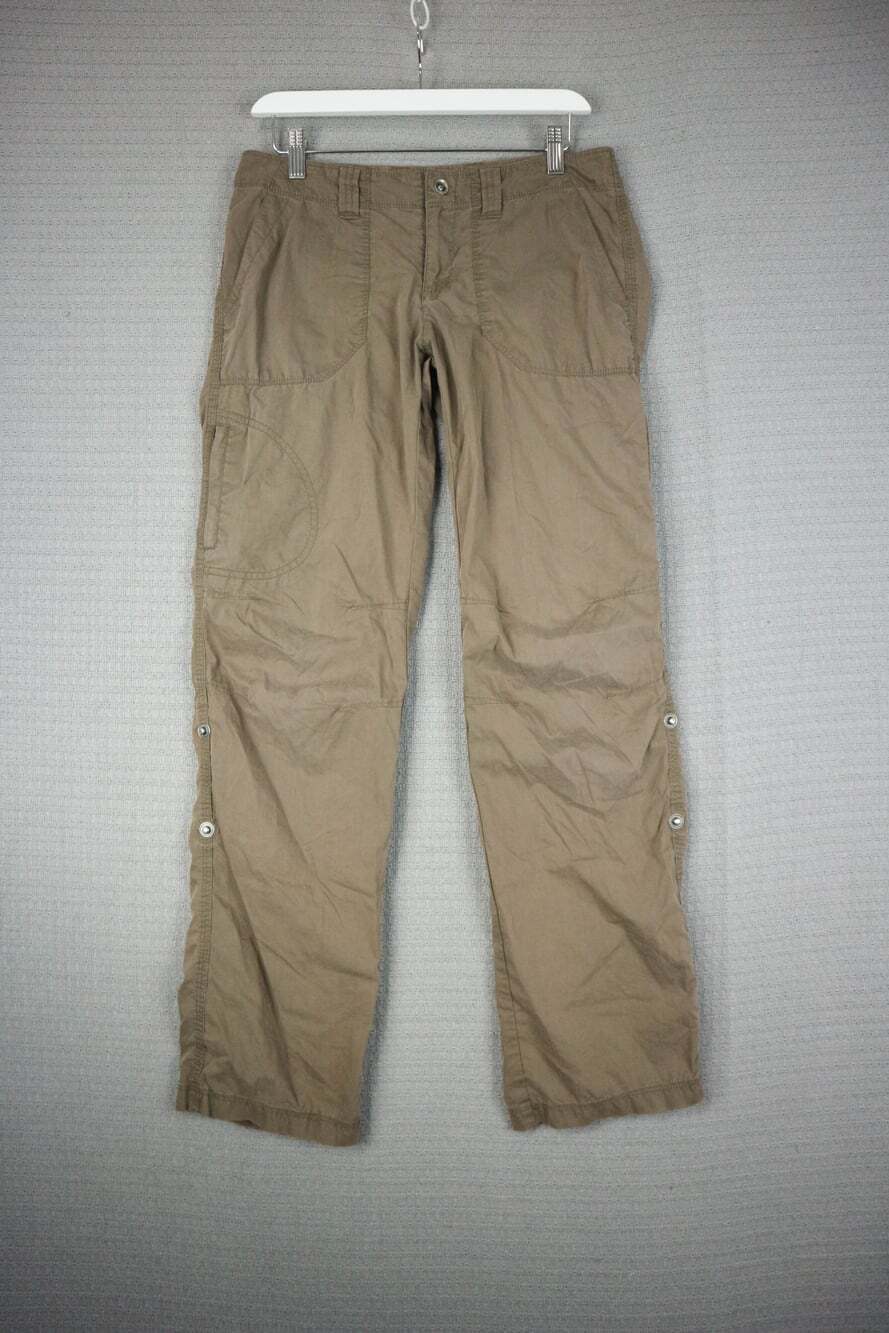 Eddie Bauer Tan Utility Hiking Cargo Pants with Side Snap Hem Womens Size 4